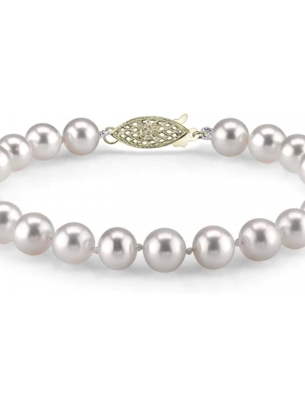 White Freshwater Pearl Bracelet for Women - Cultured Pearl Bracelet with 14k Gol - Picture 1 of 8